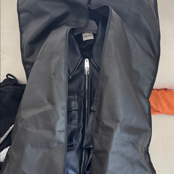 NWT KHAITE Owey Leather Jacket (Navy, Small) - Picture 3 of 6